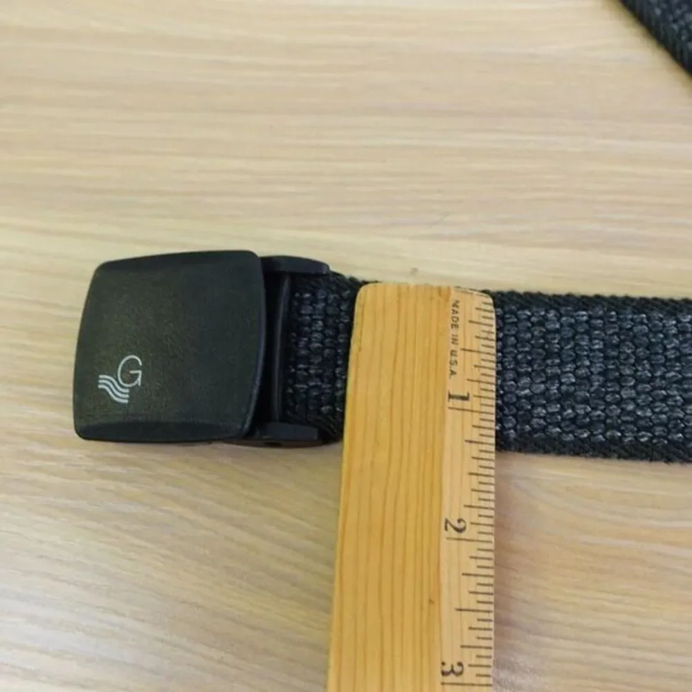 Woven‎ Black Mens Belt 36 Slide Buckle Fabric Basic No Holes Work Gevaert JAPAN